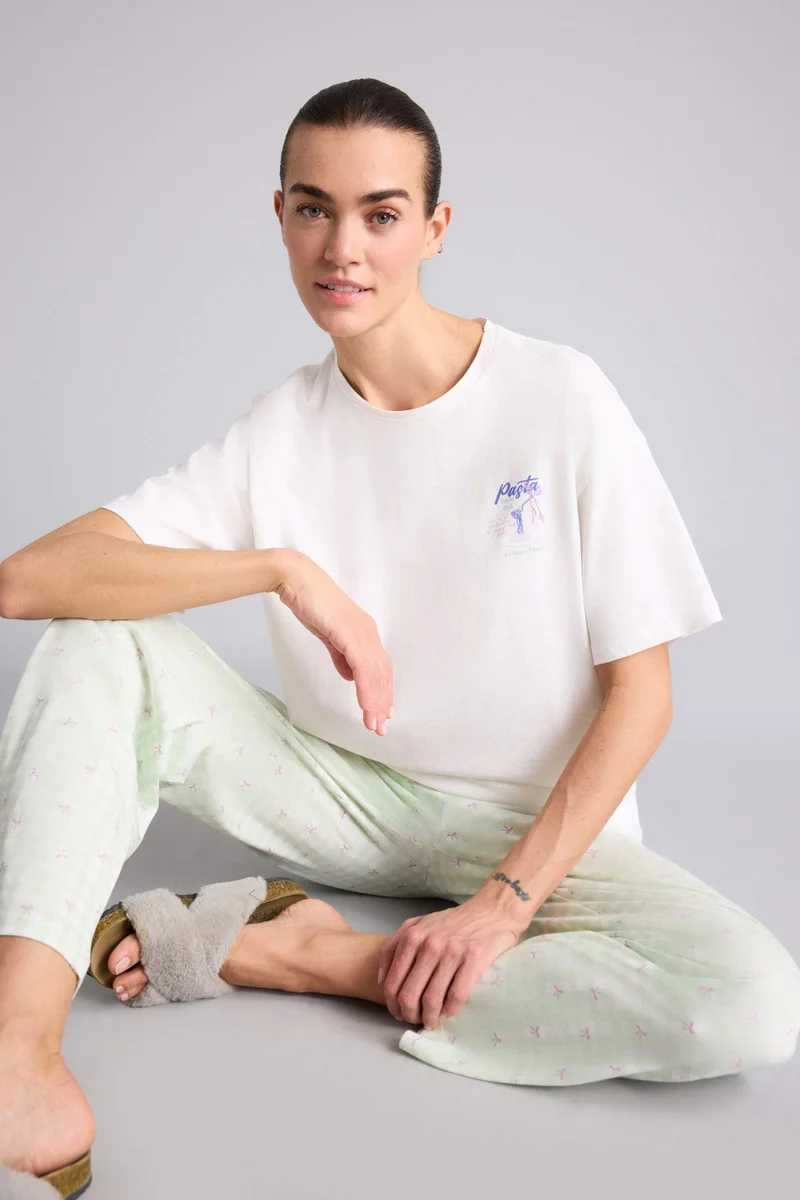DeFacto Top Plaid Bottoms 2 Piece Pyjamas Set