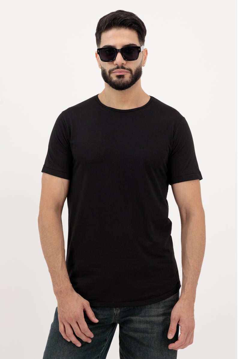 Vasl Hub VaslHub Plain T-Shirts for Men – Cotton Crew Neck Regular Fit – Pack of 2 – Black & Mist - Image 3