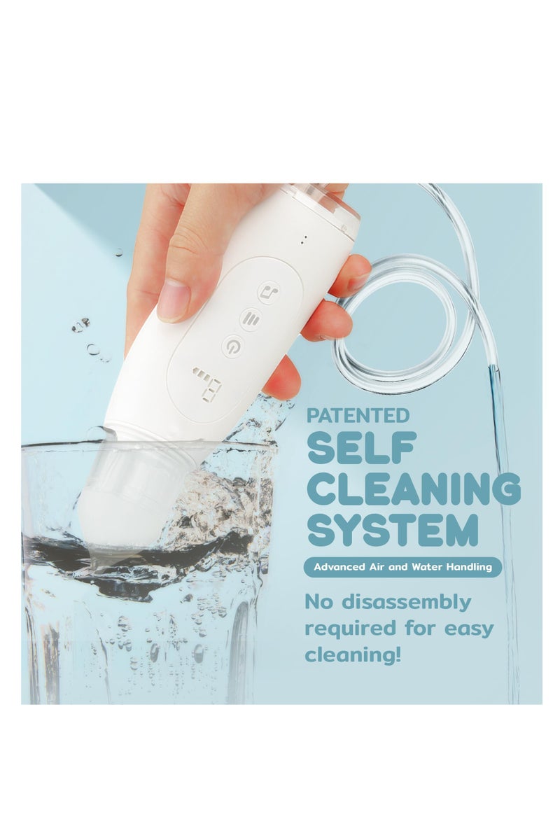 شفاط أنف للأطفال مع تقنية التنظيف التلقائي مقاوم للماء مزود بموسيقى مدمجة للمواليد الجدد مع 2 نصائح سيليكون حديثة وظيفة مهدئة قابلة لإعادة الشحن محمولة باللون الأبيض - Image 3