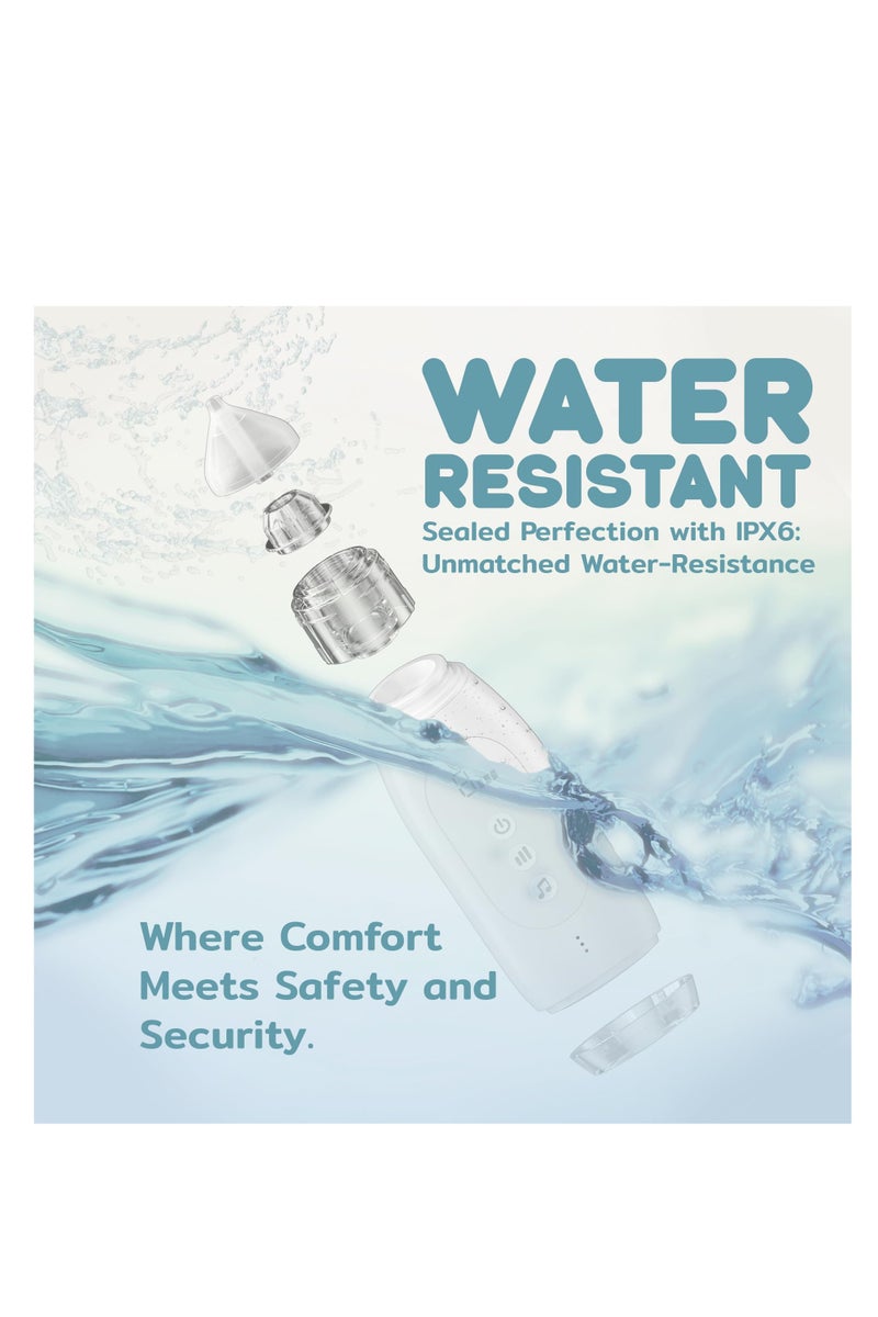 شفاط أنف للأطفال مع تقنية التنظيف التلقائي مقاوم للماء مزود بموسيقى مدمجة للمواليد الجدد مع 2 نصائح سيليكون حديثة وظيفة مهدئة قابلة لإعادة الشحن محمولة باللون الأبيض - Image 2