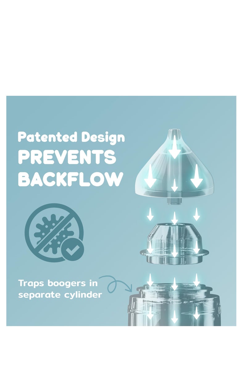 شفاط أنف للأطفال مع تقنية التنظيف التلقائي مقاوم للماء مزود بموسيقى مدمجة للمواليد الجدد مع 2 نصائح سيليكون حديثة وظيفة مهدئة قابلة لإعادة الشحن محمولة باللون الأبيض - Image 5