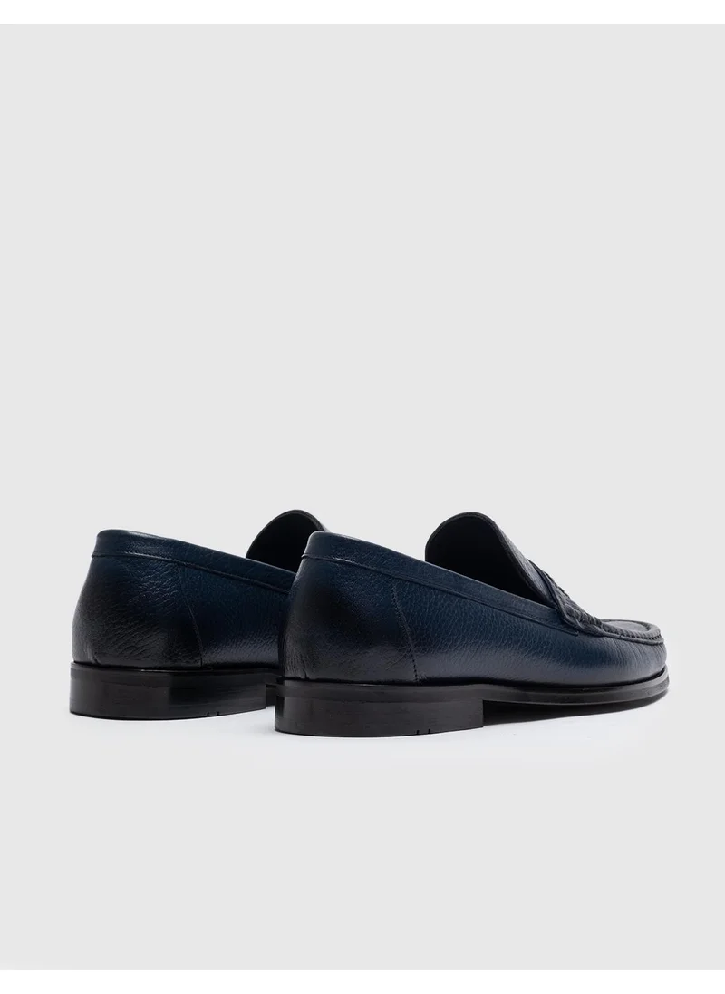 كاباني Genuine Leather Navy Blue Men's Casual Shoes