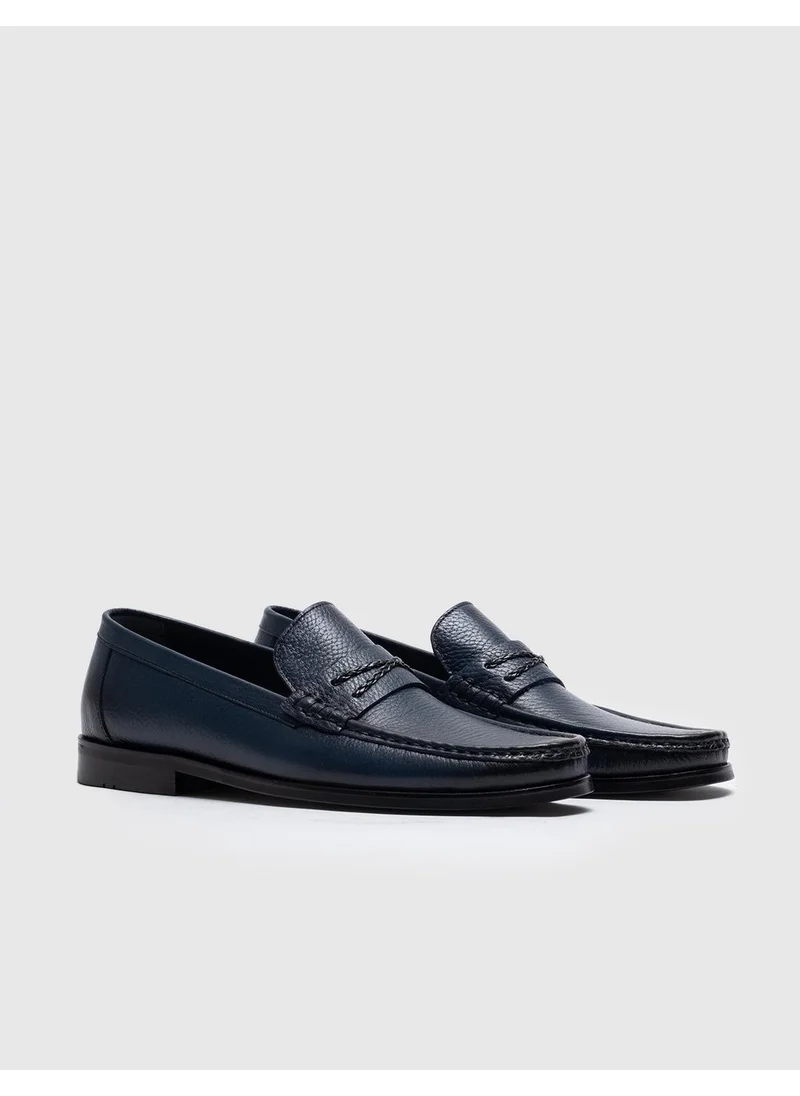 كاباني Genuine Leather Navy Blue Men's Casual Shoes