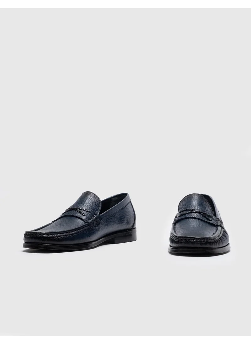 كاباني Genuine Leather Navy Blue Men's Casual Shoes