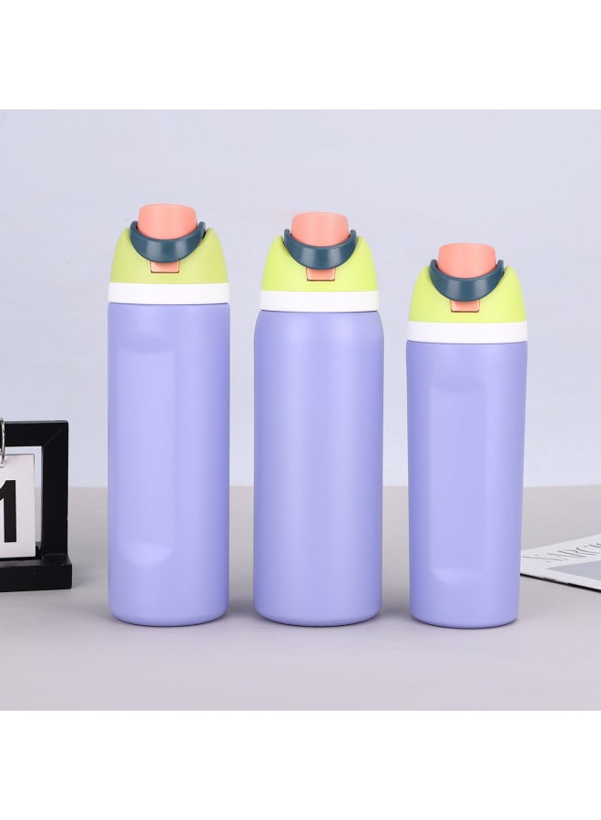 Purple Double Drink Sports Kettle Leak Proof Sealed Bounce Fruit Cup Large Capacity 304 Stainless Steel Insulation Water Cup