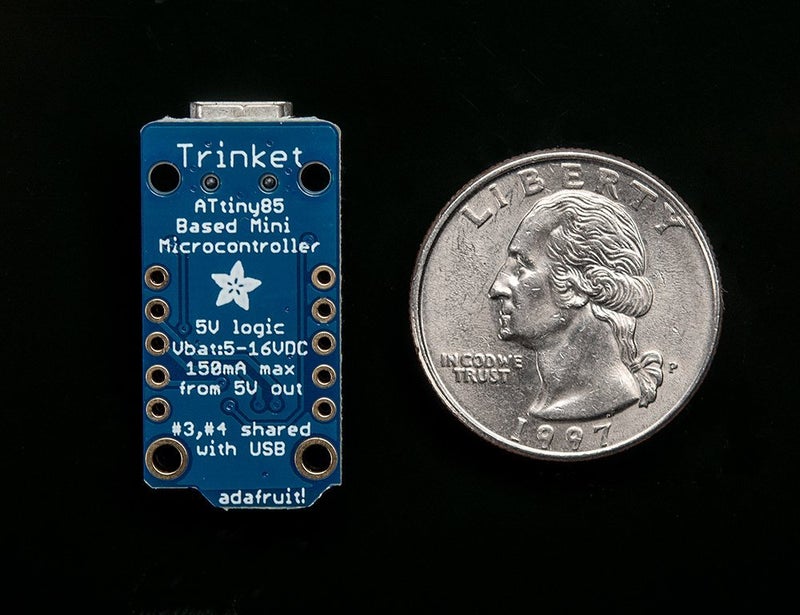 Adafruit Trinket - 5V Mini Microcontroller - ATtiny85, 8K Flash, 512 SRAM, 512 EEPROM, USB, I2C, SPI, Infrared, Single Board Computer, Microcontroller - Image 3