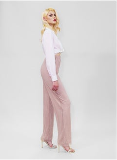 BITOLIA GALLERY Comfortable Long Lurex Shiny Pants Pink with Stripes  - Image 3