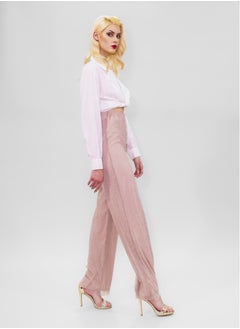 BITOLIA GALLERY Comfortable Long Lurex Shiny Pants Pink with Stripes  - Image 4