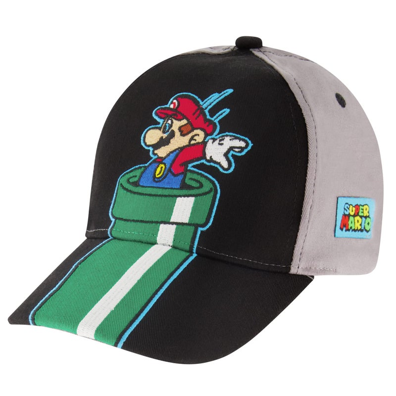 Nintendo Boys Baseball Cap, Super Mario Adjustable Kids Hat for Ages 4-14 Grey - Image 1