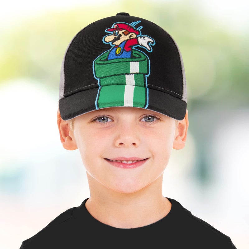 Nintendo Boys Baseball Cap, Super Mario Adjustable Kids Hat for Ages 4-14 Grey - Image 2