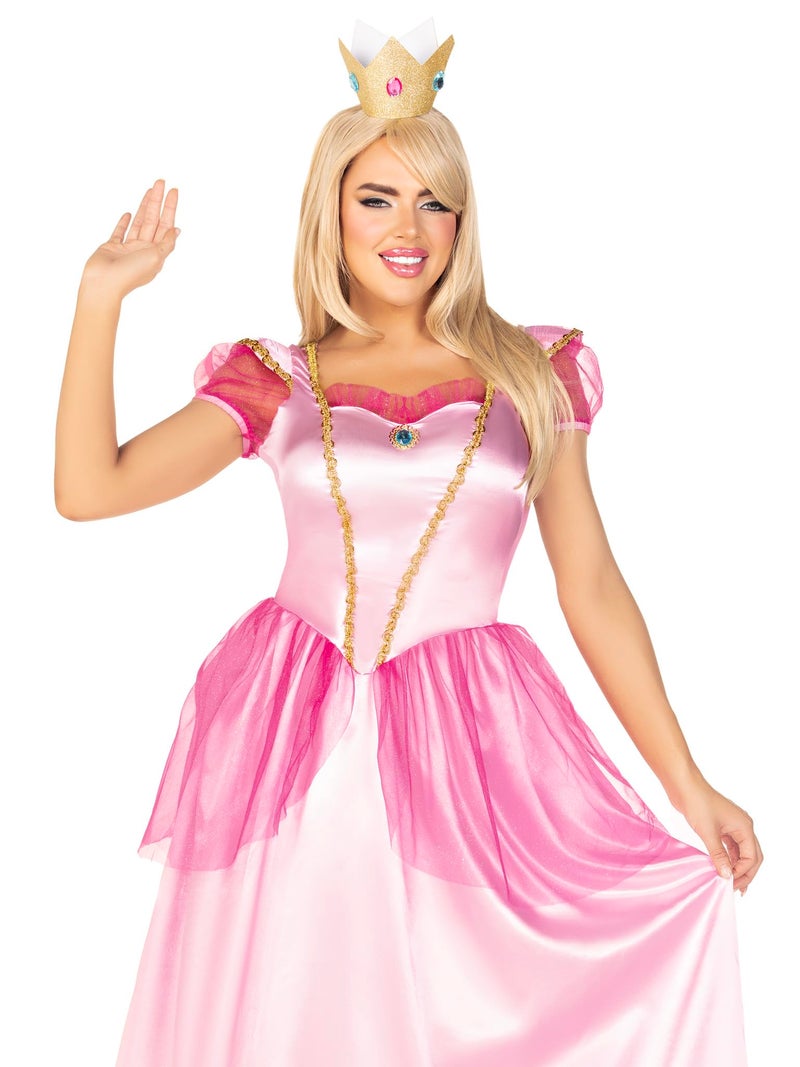 Leg Avenue Womens 2 Pc Classic Pink Princess Costume with Satin Gown, Crown Headband, X-LARGE, Pink - Image 3