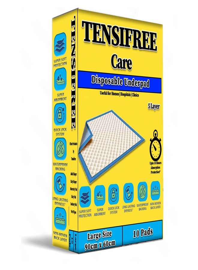 Tensifree Premium Underpads, Large (9x6cm) I 1 hrs Absorption Protection I Waterproof I Protects Surfaces from Incontinence I Super Soft Polymer (9 cm x 6 cm, 2) - Image 1