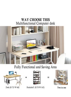 Computer Desk with Bookrack Home Office Desk Study Table with Bookshelf 120 L 60 W 141.5 H cm WHITE - pzsku/ZA2D6DF62AB4600AA6D9CZ/45/_/1720506177/86f420df-c22a-451f-bc89-824e7265a7be