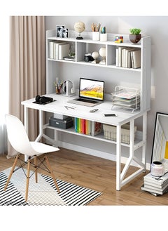 Computer Desk with Bookrack Home Office Desk Study Table with Bookshelf 120 L 60 W 141.5 H cm WHITE - pzsku/ZA2D6DF62AB4600AA6D9CZ/45/_/1720508469/4a1d0321-c6cc-4fb6-8647-4b00c55d9277