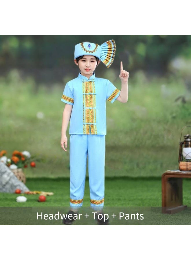 general Chinese Boy Top Skirt Dress Clothing headwear Outfit 3 pcs SET - Image 1