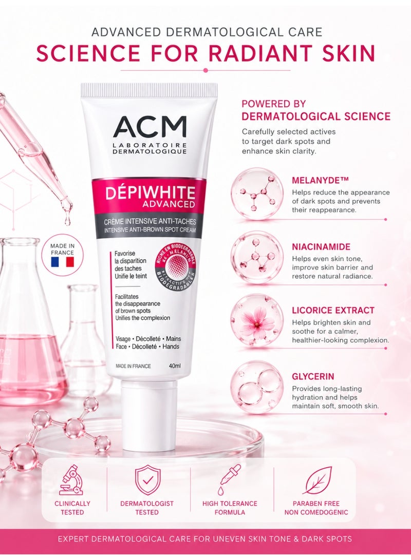 ACM Depiwhite Advanced Intensive Anti-Brown Spot Cream 40ml | Skin Tone Correcting Healing Ointment for Dark Spots & Uneven Skin Tone | Face Neck Hands - Image 4