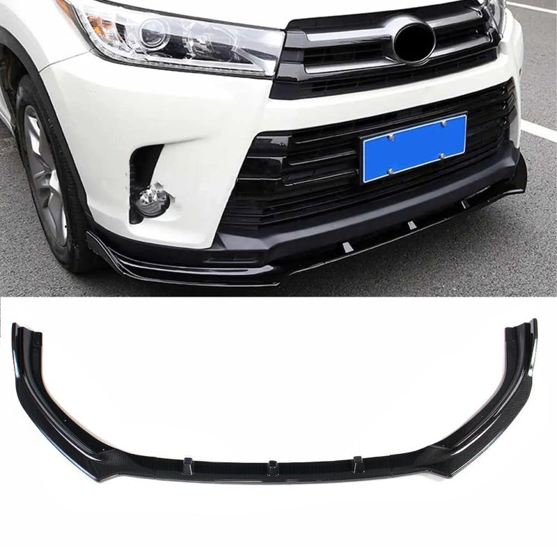 skkyoro Front Bumper Lip Spoiler 3PCS for Toyota Highlander 2017 2018 2019 Air Dam Chin Body Kit Accessories ï»¿ (Carbon Fiber Print, 2017-2019 Model) - Image 1