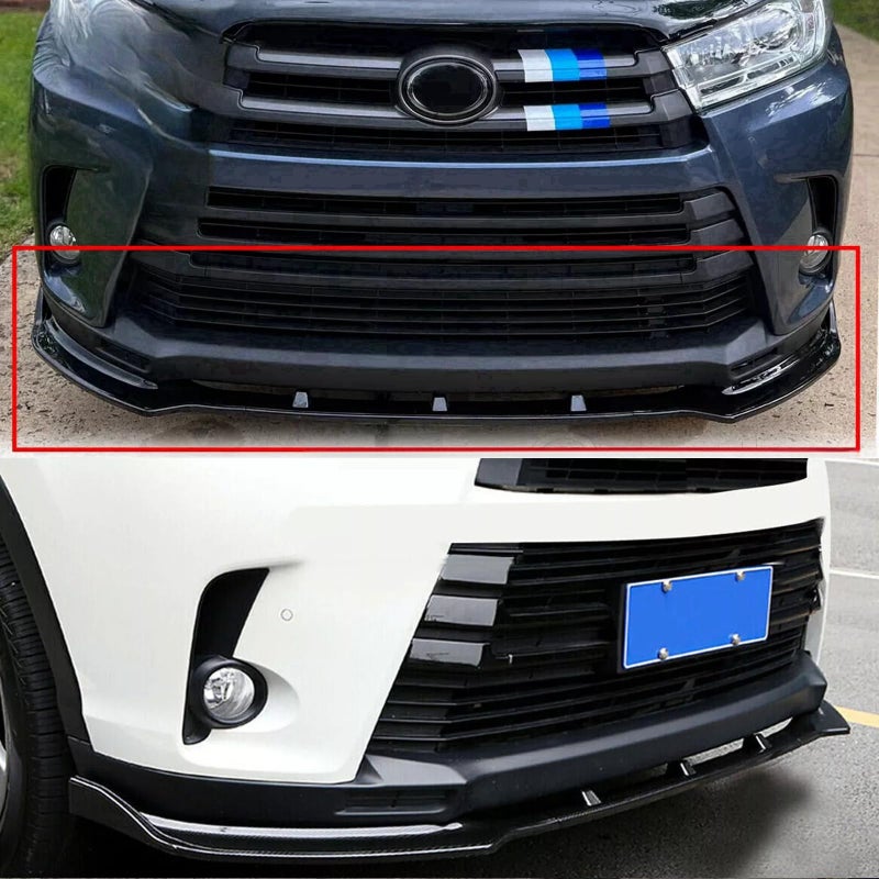 skkyoro Front Bumper Lip Spoiler 3PCS for Toyota Highlander 2017 2018 2019 Air Dam Chin Body Kit Accessories ï»¿ (Carbon Fiber Print, 2017-2019 Model) - Image 3