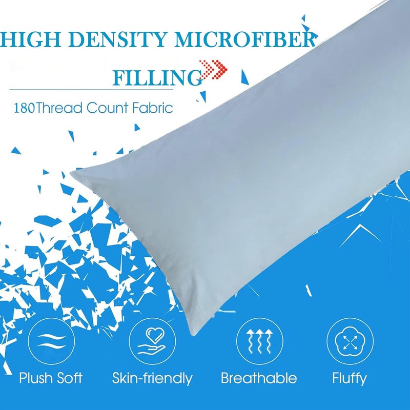 SHOUREN Cotton Body Pillow Insert - Cooling Breathable Full Body Pillow for Side Sleeper - Soft Long Bed Pillow for Adults - 20 x 54 inch-Blue - Image 5