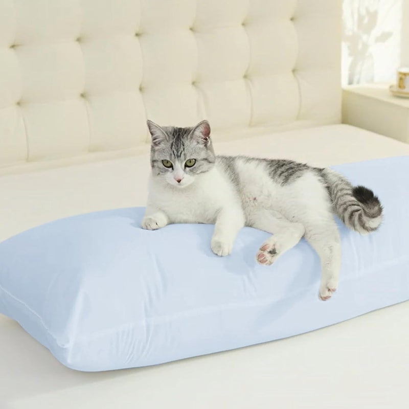 SHOUREN Cotton Body Pillow Insert - Cooling Breathable Full Body Pillow for Side Sleeper - Soft Long Bed Pillow for Adults - 20 x 54 inch-Blue - Image 2