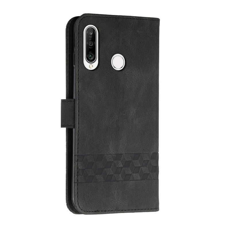 HuHa Protective Cover For Huawei P30 Lite Cubic Skin Feel Flip Leather Phone Case(Black) - Image 3