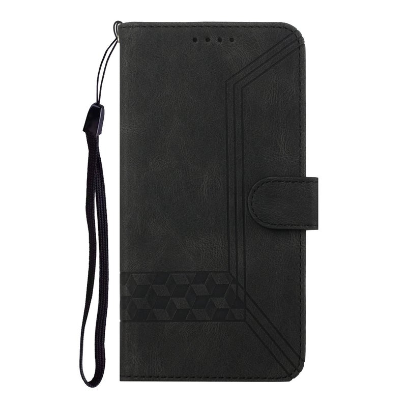 HuHa Protective Cover For Huawei P30 Lite Cubic Skin Feel Flip Leather Phone Case(Black) - Image 2