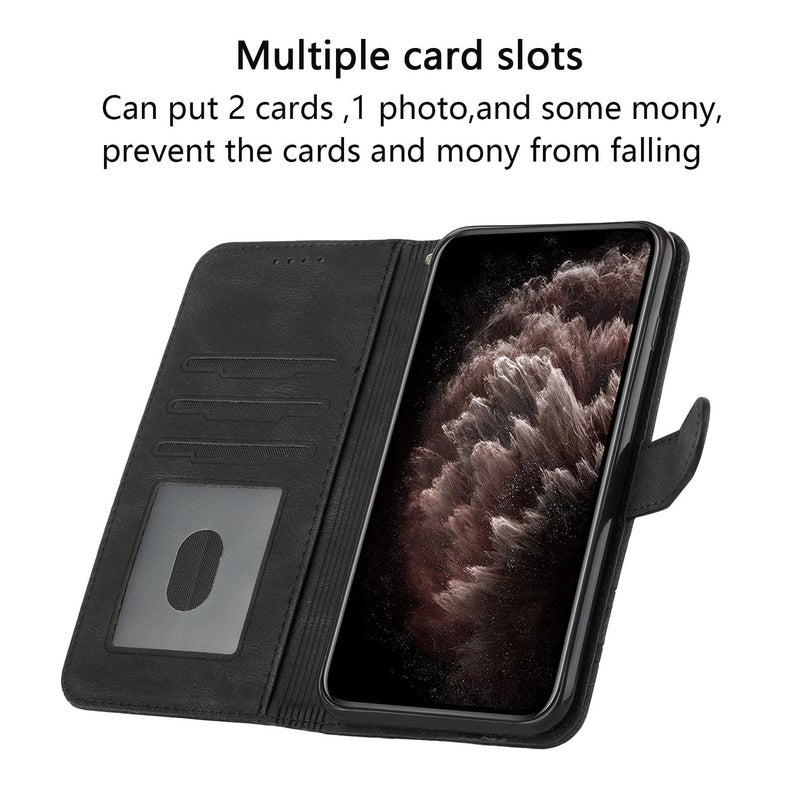 HuHa Protective Cover For Huawei P30 Lite Cubic Skin Feel Flip Leather Phone Case(Black) - Image 4