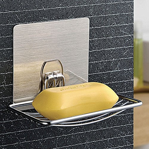 HOME CUBE 1 Pc Metal with Chrome Finish soap Box soap Dish with Strong Power Flexible Sticker - Image 1
