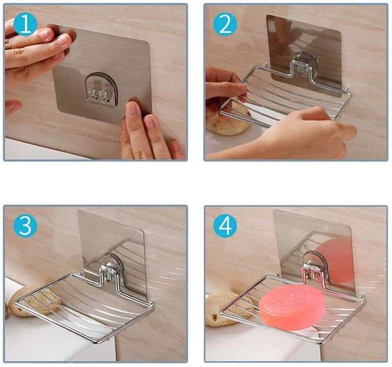 HOME CUBE 1 Pc Metal with Chrome Finish soap Box soap Dish with Strong Power Flexible Sticker - Image 4