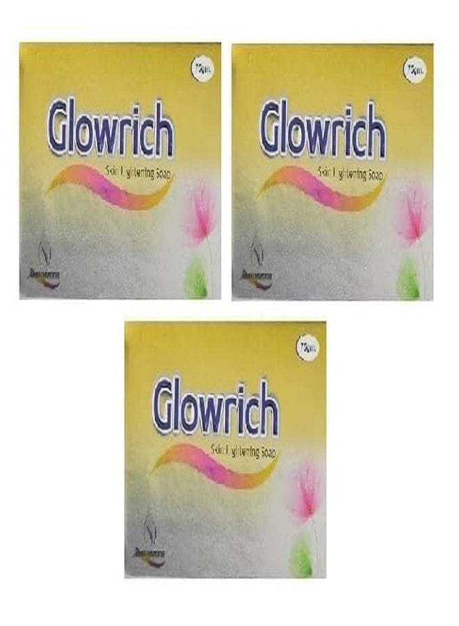 Glowrich Skin Lightening Soap 75g Pack of 3 – Gentle Daily Care Bar For Clean, Radiant Skin
