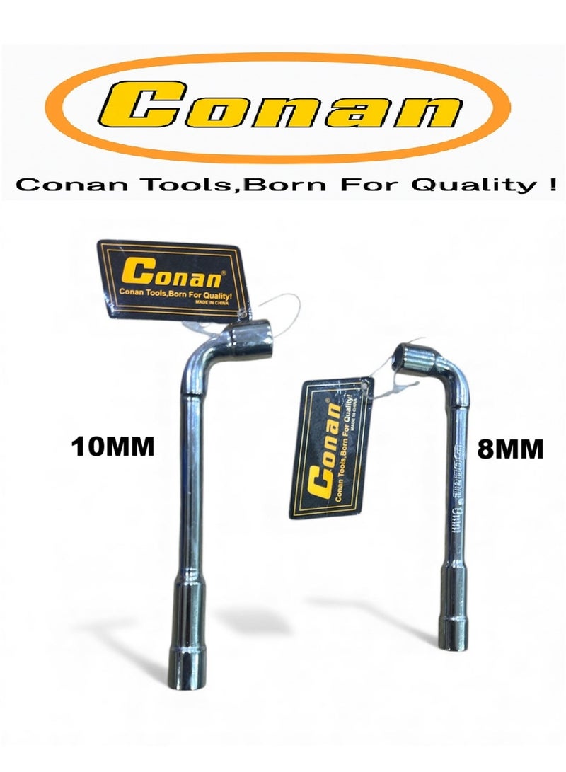 Conan 2 Pieces – Conan Long L-Type Socket Wrench Set – 8mm (Model 10005762) + 10mm (Model 10005763) – Heavy-Duty Hardened Carbon Steel for Industrial & Home Use - Image 1