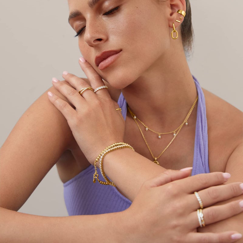PAVOI 14K Gold Plated Convertible Paperclip Link Huggie Hoop Earrings for Women - Two-Toned Earscape Statement Jewelry - Mixed Metals Drop Dangle Earrings - Image 4