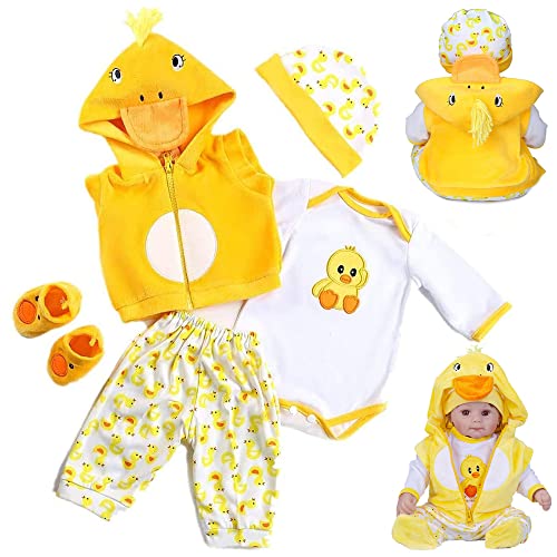 MAIHAO Reborn Baby Doll Clothes 5pcs Set Outfit Accessories for 1722 Inch Dolls Yellow Duck - Image 1
