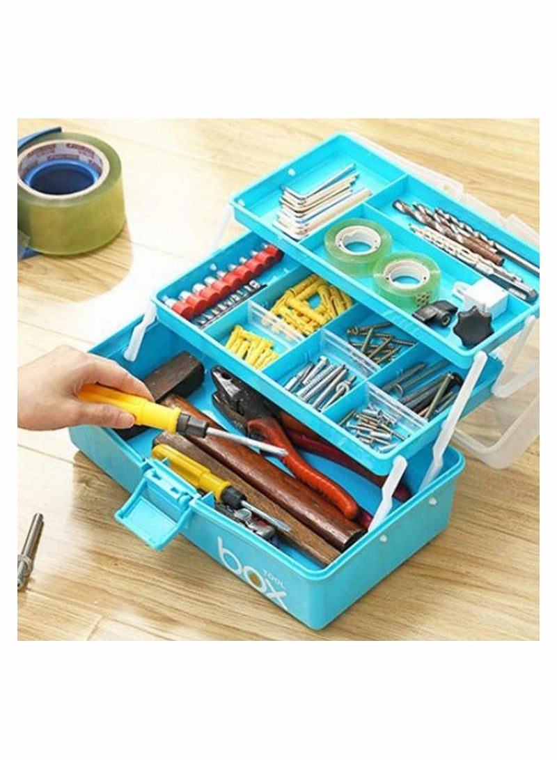 Medicine Box, Plastic 3 Layer Family First Aid Case Storage Organizer, Divided for Tool Holder Home Office Car Workplace Travel (Sky-blue) - Image 4