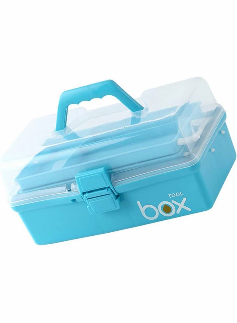 Medicine Box, Plastic 3 Layer Family First Aid Case Storage Organizer, Divided for Tool Holder Home Office Car Workplace Travel (Sky-blue) - Image 5
