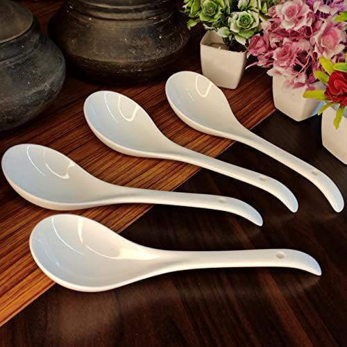 Vemlons Serving Spoon, Ceramic Serving Spoon Set of 4 Long Handled Serving Spoons Ceramic Tableware Set of 4 Piece Serving Spoons ,25 Cm - Image 1