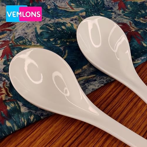 Vemlons Serving Spoon, Ceramic Serving Spoon Set of 4 Long Handled Serving Spoons Ceramic Tableware Set of 4 Piece Serving Spoons ,25 Cm - Image 2