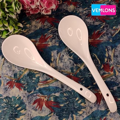 Vemlons Serving Spoon, Ceramic Serving Spoon Set of 4 Long Handled Serving Spoons Ceramic Tableware Set of 4 Piece Serving Spoons ,25 Cm - Image 5