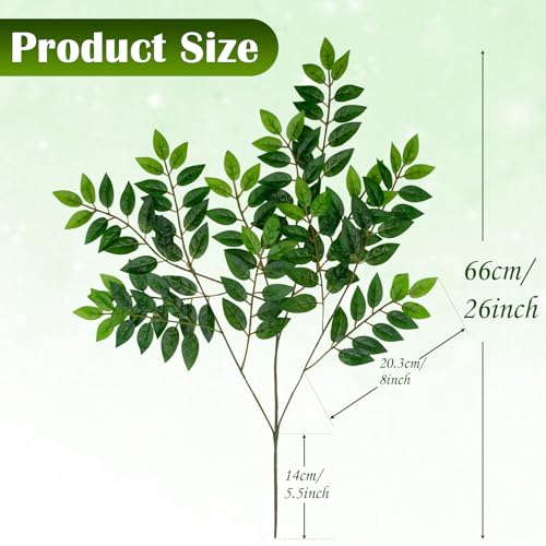 XONOR Artificial Greenery Leaves Stems 10 Bundles Faux Silk Green Leaf Garland Branches Hanging Greenery Spray for Wedding Bouquet Arch Table Centerpieces and Home Decor 10Bundles Green - Image 3