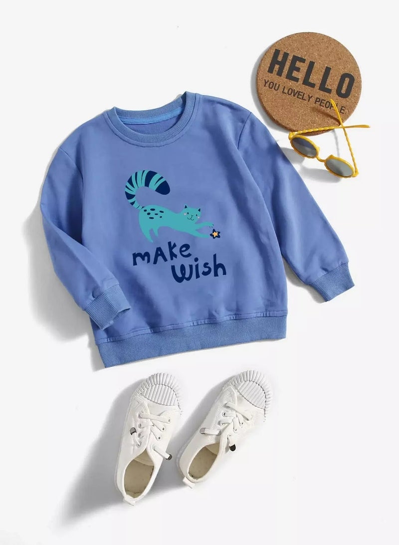 Toddler Boys Cat & Letter Graphic Pullover  - Image 1