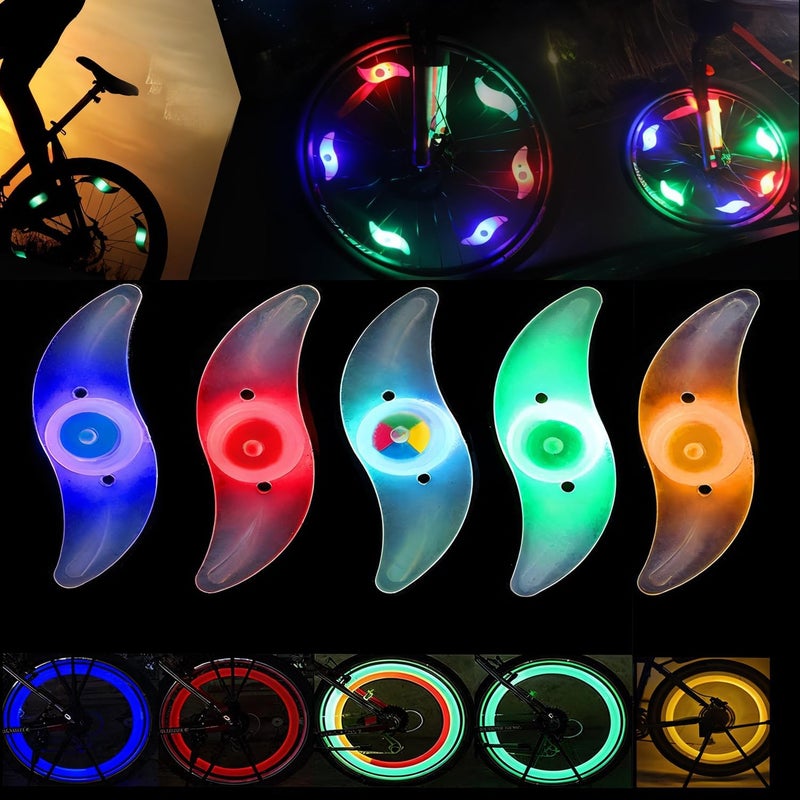 Constefire 5PCS Colorful LED Bike Wheel Light, Waterproof Easy Install Bicycles Wheel Spoke LED Lights with 3 Modes, for Bicycle Spoke Decoration Safety and Warning at Night - Image 1