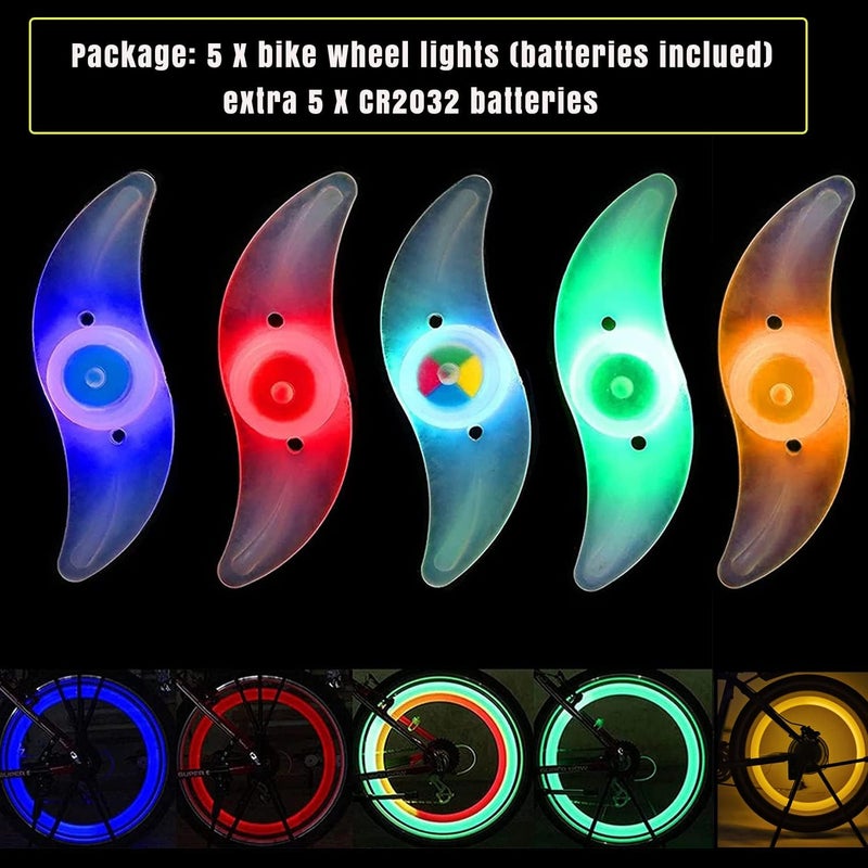 Constefire 5PCS Colorful LED Bike Wheel Light, Waterproof Easy Install Bicycles Wheel Spoke LED Lights with 3 Modes, for Bicycle Spoke Decoration Safety and Warning at Night - Image 4