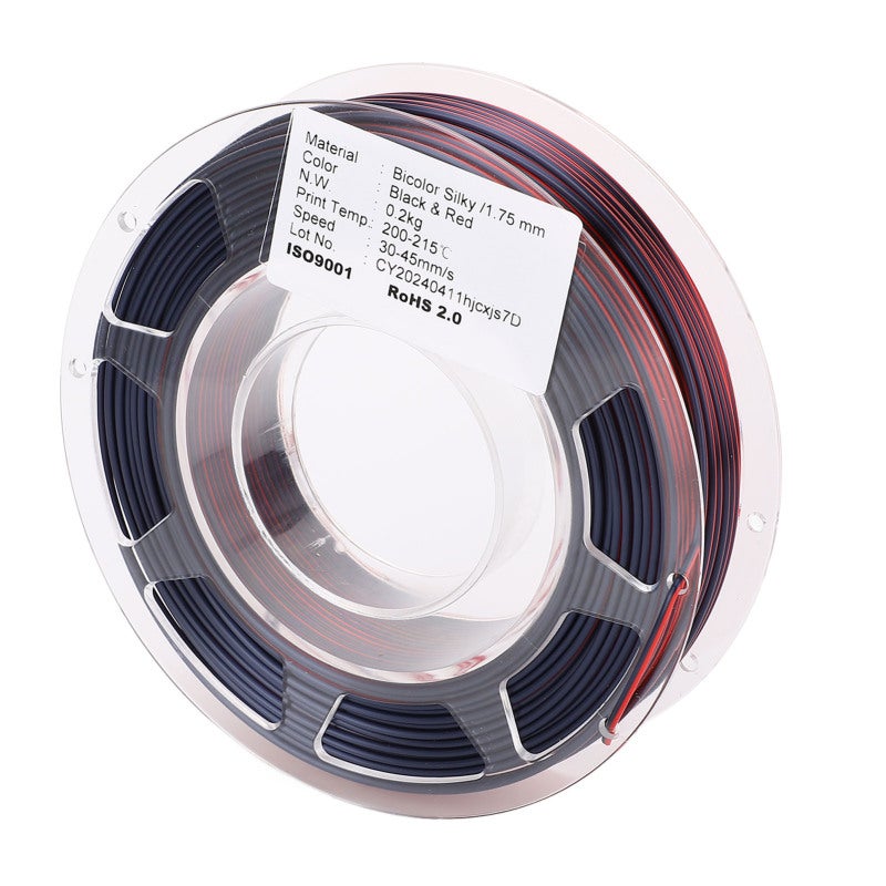 Dual Color PLA Filament 1.75mm Black Red - Twin Screw Extrusion Silk Shiny Surface - No Clogging Easy Feed for FDM 3D Printers - Image 3