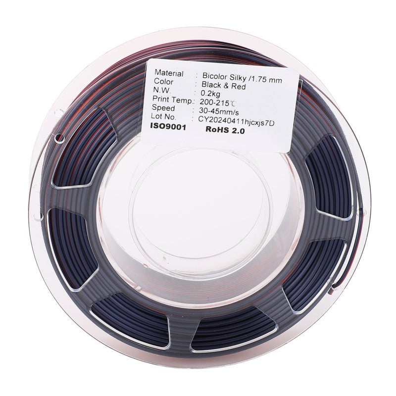Dual Color PLA Filament 1.75mm Black Red - Twin Screw Extrusion Silk Shiny Surface - No Clogging Easy Feed for FDM 3D Printers - Image 4