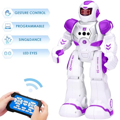 KingsDragon Robots Toy for Kids RC Gesture Sensing Toy Interactive Walking Singing Dancing Robot Birthday Presents for Boys Girls Age 6 7 8 9 Years OldPurple - Image 5