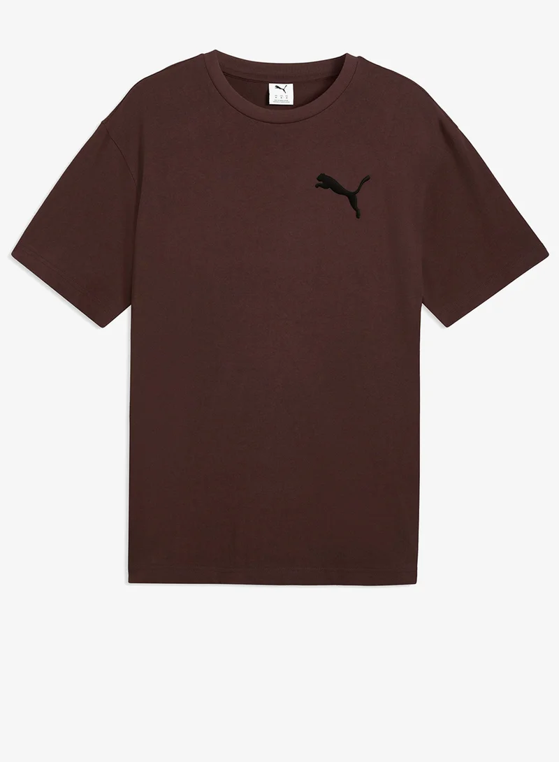 بوما تيشيرت قطة مريح بتصميم شعار أساسي مرتفع