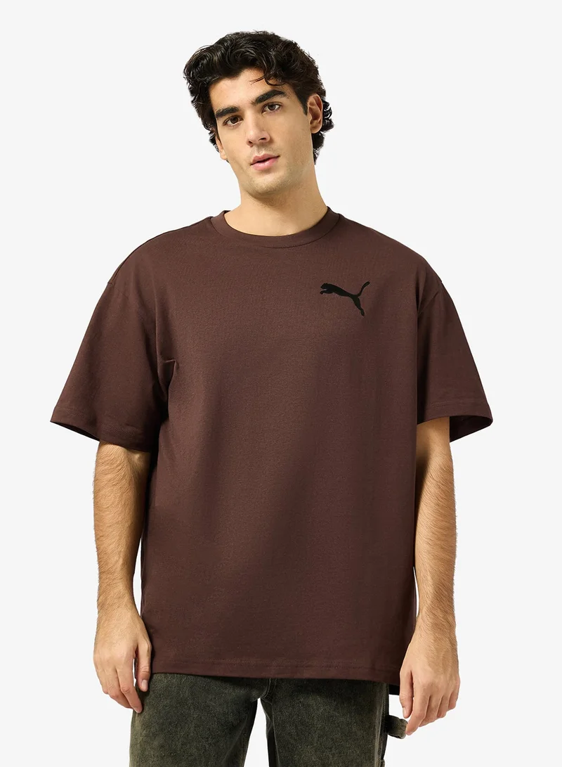 بوما تيشيرت قطة مريح بتصميم شعار أساسي مرتفع