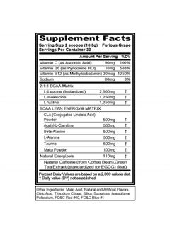 Evlution EVL BCAA Lean Energy Powder - Pre Workout Green Tea Fat Burner Support with BCAAs Amino Acids and Clean Energizers - BCAA Powder Post Workout Recovery Drink for Lean Muscle Recovery - Furious Grape  - Image 2