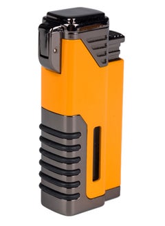 Generic Windproof Lighter Quad Flame Torch  Refillable Butane Gas Metal Lighter with Punch ( without butane gas )  - Image 1