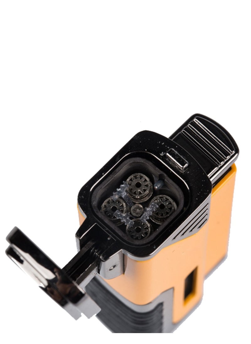 Generic - Windproof Lighter Quad Flame Torch  Refillable Butane Gas Metal Lighter with Punch ( without butane gas ) - Image 1